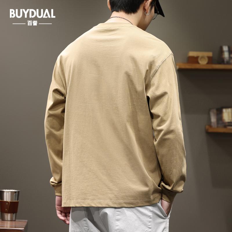 Tシャツ 男性用 春物 長袖 厚手 綿 ルーズ カジュアル トップス アルファベット柄 プリント