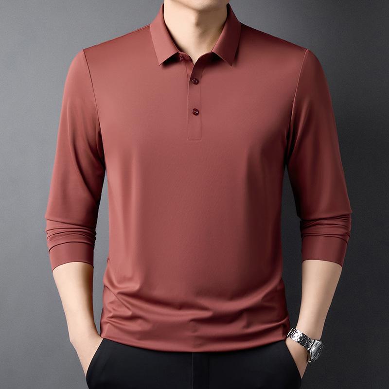 Rakuten - Tシャツ メンズ 男性用 長袖 桑蚕糸混紡 カジュアル POLOシャツ トップス 形態安定 普段使い