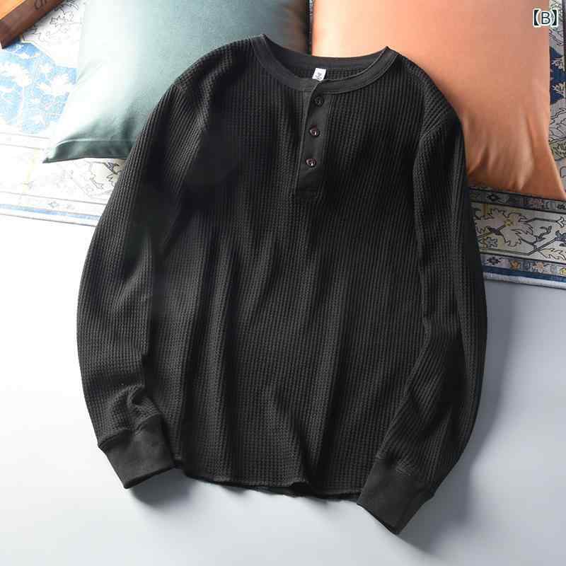 シャツ 男性用 ヘンリーネック トップス 長袖 高通気性 カットソー スタイリッシュ カジュアル