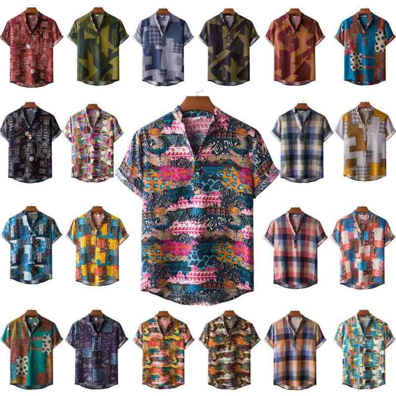 シャツ メンズ 男性用 防綿 麻 混紡 トップス 普段使い 部屋着 接触冷感 吸湿速乾 カジュアル アロハ ボタニカル柄 春夏