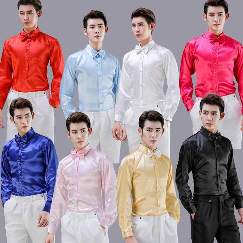 シャツ 男性用 長袖 トップス 再生繊維 ダンス ウェア 舞台衣装 発表会 合唱 練習着 ゆったり2