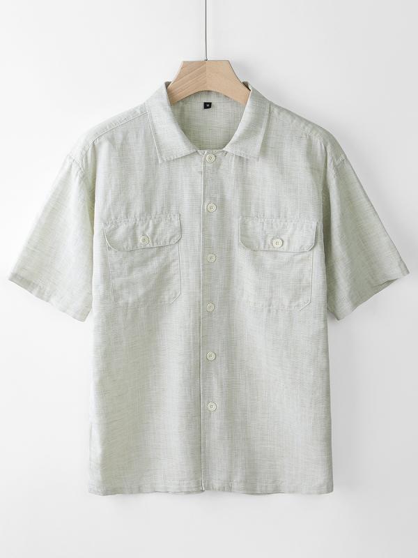 Long-Sleeve - シャツ メンズ 男性用 半袖 アロハシャツ キューバシャツ リネンシャツ 綿麻 トップス ゆったり ワークシャツ カジュアルシャツ 春夏