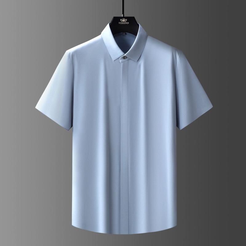 シャツ メンズ 男性用 半袖 トップス 桑蚕丝 ビジネス カジュアル 無地 通勤 通気性 接触冷感