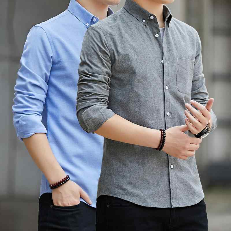 シャツ メンズ 長袖 秋冬 男性用 スリム 保温 冬物 オックスフォード 裏起毛 厚手 カジュアル