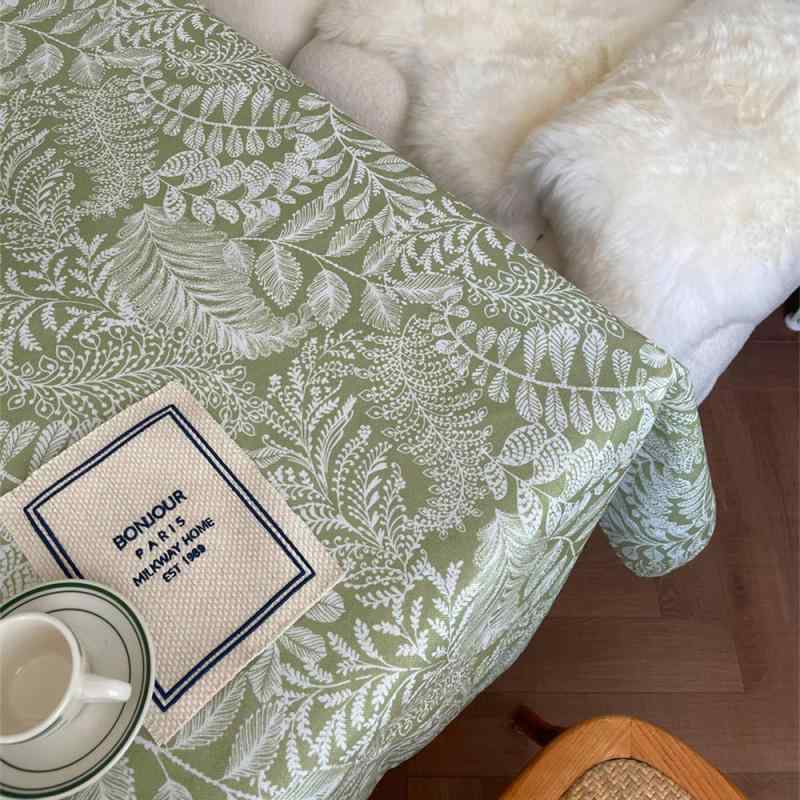 テーブルクロス 防水 グリーン 植物 花柄 ボタニカル柄 田園風 ティーテーブル マット インテリア 写真撮影用2