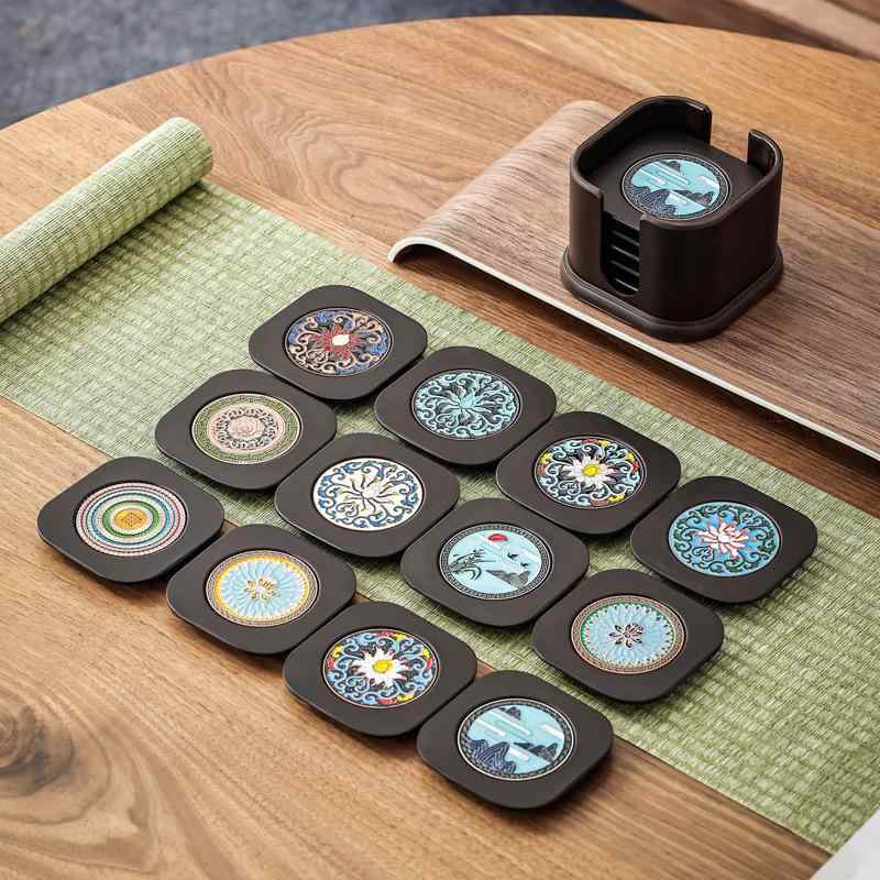 グラスマット 景泰藍 電気木製コー�