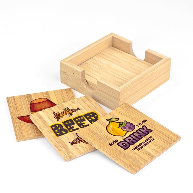 コースター 竹製 木目調 スクエア 昇華プリント 無地 シンプル 断熱 熱転写2