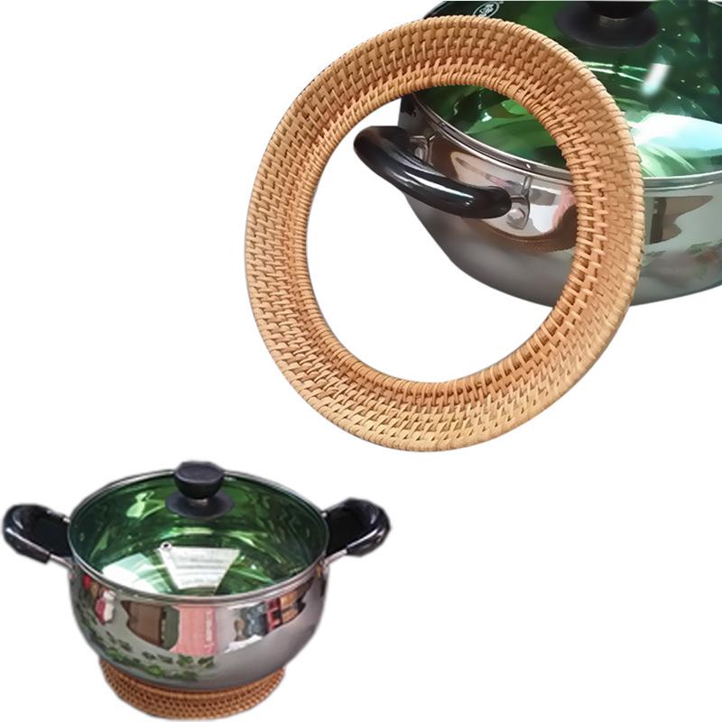 鍋敷き ベトナム 藤編み 円形 普洱茶 茶托2