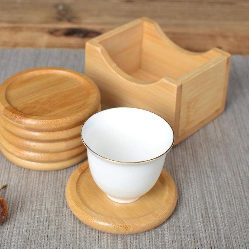 コースター 竹製 円形 厚手 断熱 茶托 茶杯 付属品