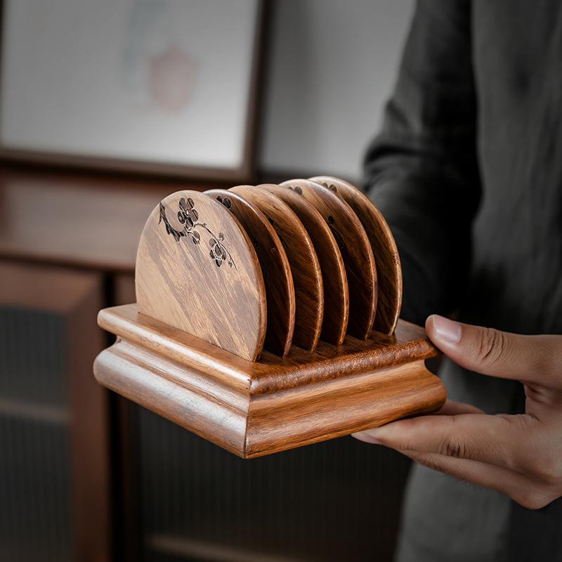 茶托 コースター 茶杯 湯呑み 茶道 竹製 絶縁 断熱 滑り止め ティー アクセサリー2