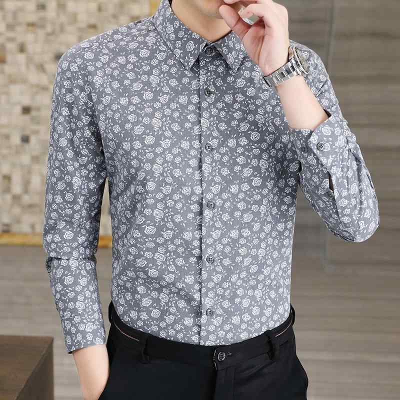 Long-Sleeve （Shape Holding） - シャツ メンズ 男性用 長袖シャツ ビジネス プリント柄 カジュアル トップス 春秋 スタイリッシュ 細身シルエット アイロン不要