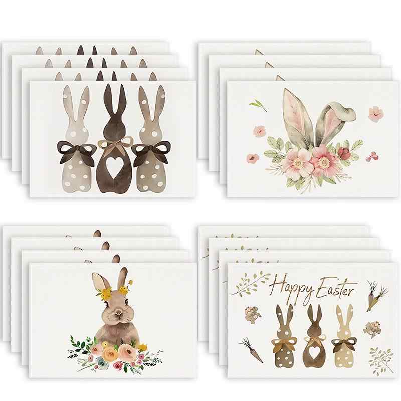 テーブルマット イースター バニー パーティー テーブル 飾り 断熱 カップマット クロスボーダー リネン プリント