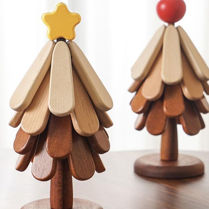 クリスマスツリー 鍋敷き テーブル 飾り 実木 コースター カップ 絶縁パッド ボウ...