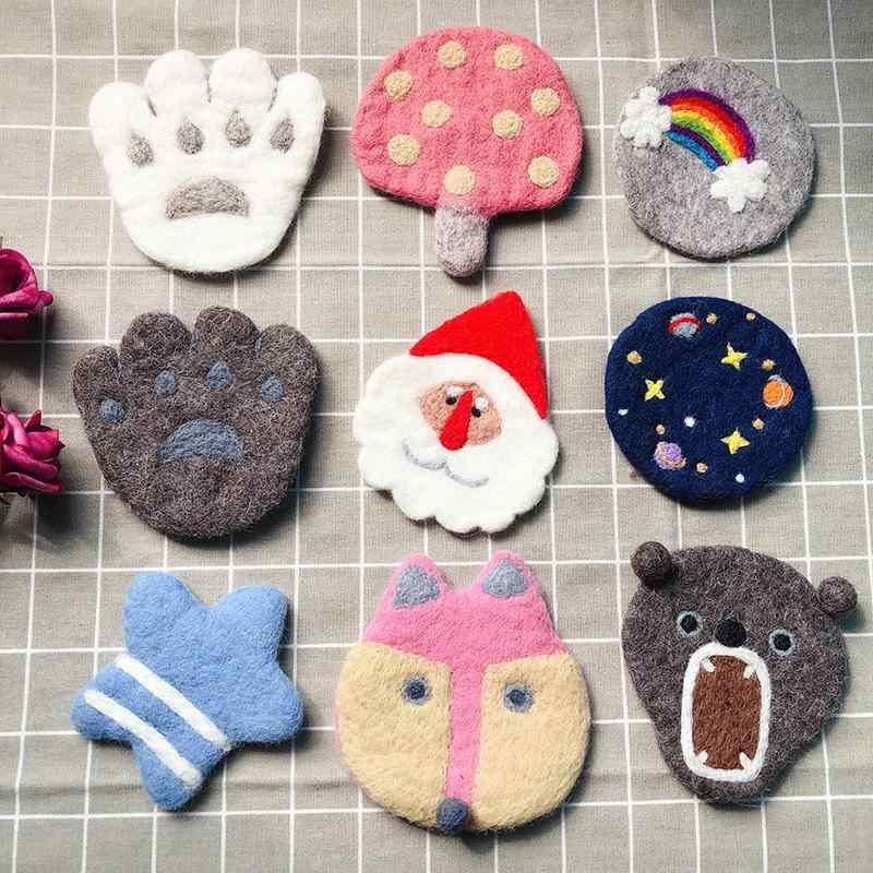 鍋敷き かわいい キノコ カートゥーン 動物 ブローチ ウール フェルト 厚手 断熱2