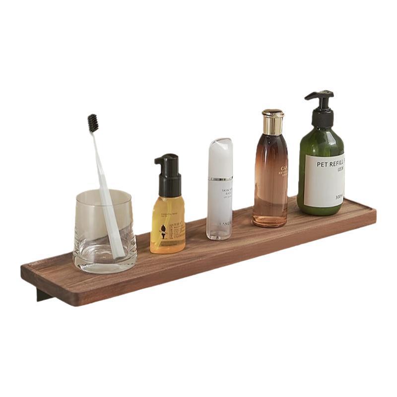置物棚 壁掛け 新中式 軽量 浴室用 実木 棚板 ウォールシェルフ 壁付け棚 洗面所 収納 一字型棚 ウォー..