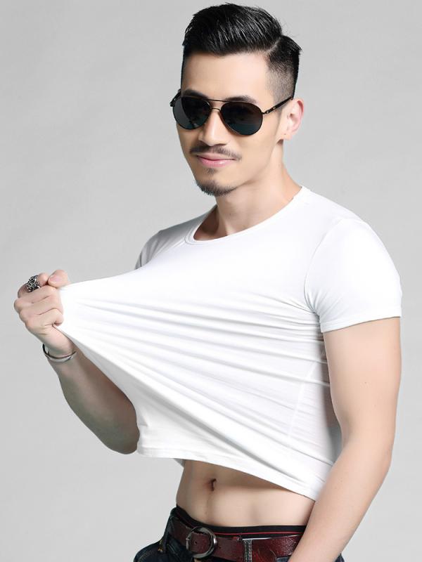 Tシャツ メンズ 男性用 半袖 黒 白 無地 綿 スリム タイト インナー ウェア アンダーシャツ