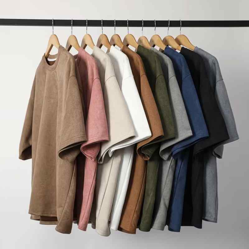 Tシャツ 男性用 ヘビーウェイト 鹿革風 レトロ 無地 半袖 トップス インナー カットソー アメカジ 普段使い