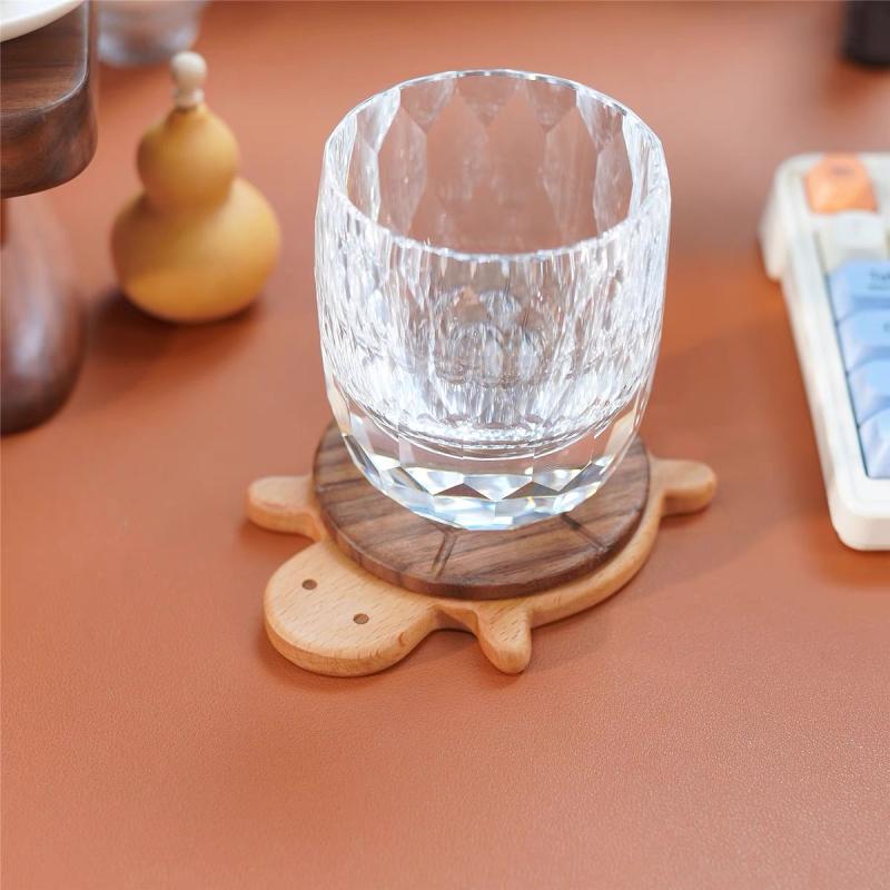 コースター 木製コースター 黒クルミ材 カメ 断熱パッド ポット 茶碗 コップ 食器 鍋敷き テーブル装飾2