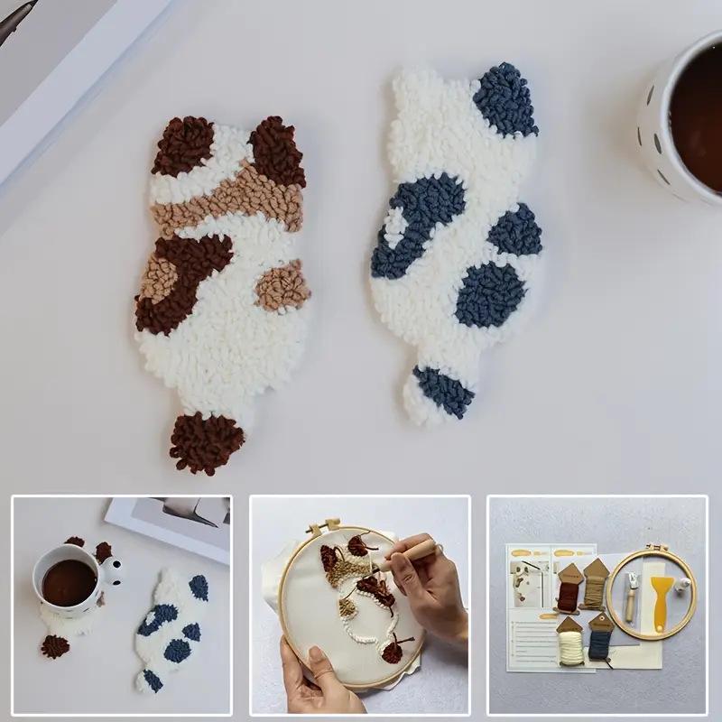 手芸キット 猫のコースター DIY 材料セット 針 羊毛フェルト 初心者向け 解消グッズ・スタイル: 現代シンプル・・パターン: 風景・キット内容: 套件・色数: -CT・色: 猫咪2件套杯垫（英文说明书）・空間: リビング, 餐厅・種類:...
