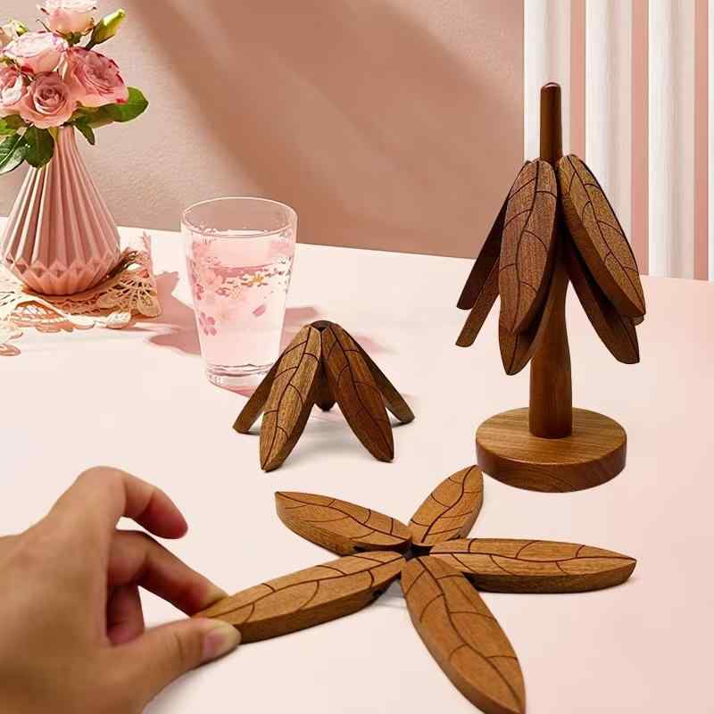 コースター かわいい 実木 防熱 鍋敷き 耐熱 高温 原木 茶托 おしゃれ カップ敷き 豪華感 一棵樹