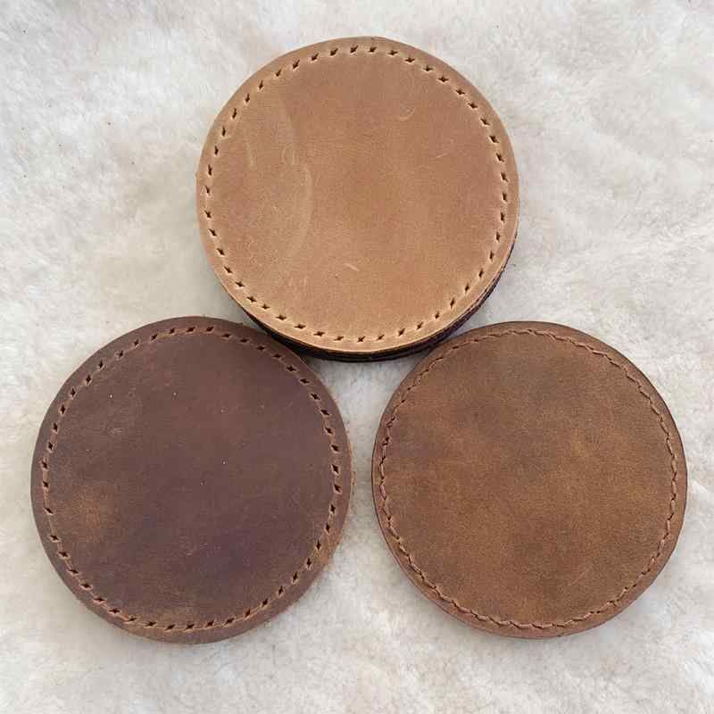 コップ敷き 革 レザー コースター オフィス用 家庭用 耐熱 保護 無地 シンプル おしゃれ