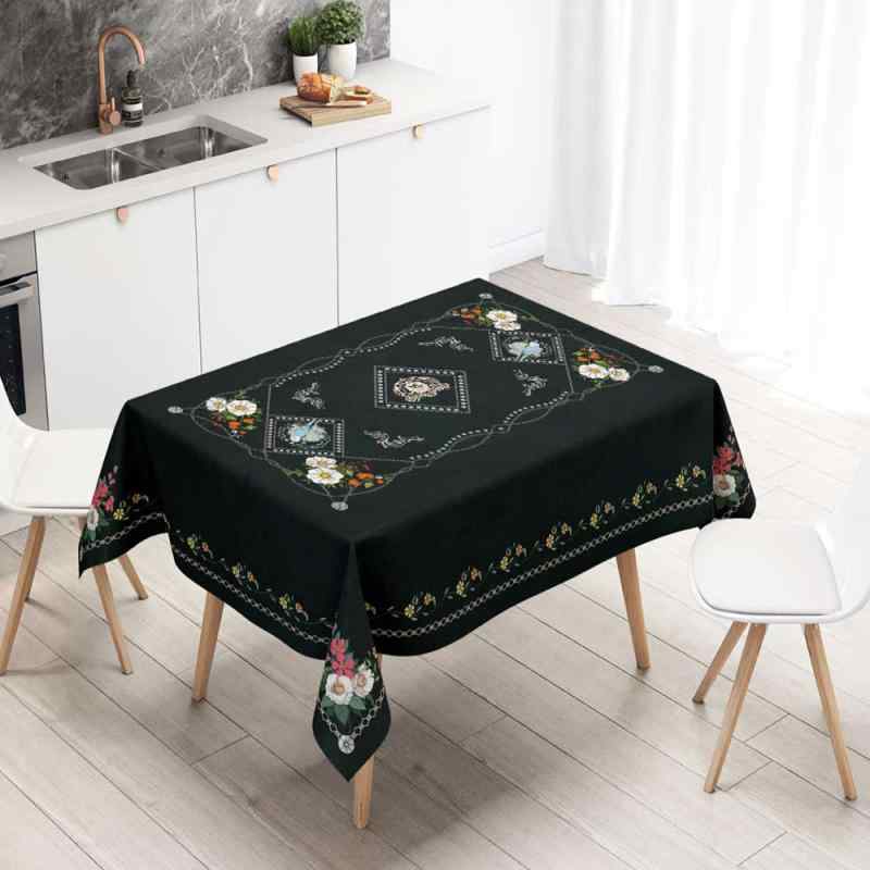テーブルクロス 長方形 花柄 星座 紺色 黒 テーブルマット 食卓カバー ホテル