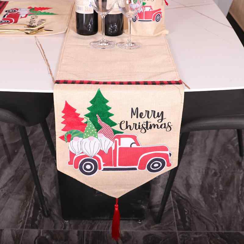 テーブルクロス クリスマス テーブルランナー 食卓カバー クリスマス柄 車 サンタクロース ランチョンマット 手工芸 麻布2