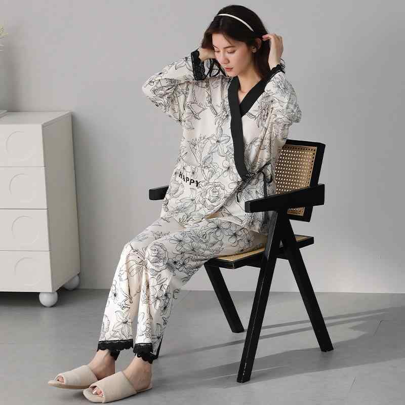 和服 レディース パジャマ 長袖 長ズボン 上下セット 部屋着 寝間着 ルームウェア ガーゼ 綿 春夏秋冬 前開き 浴衣 寝巻き かわいい 普段使い