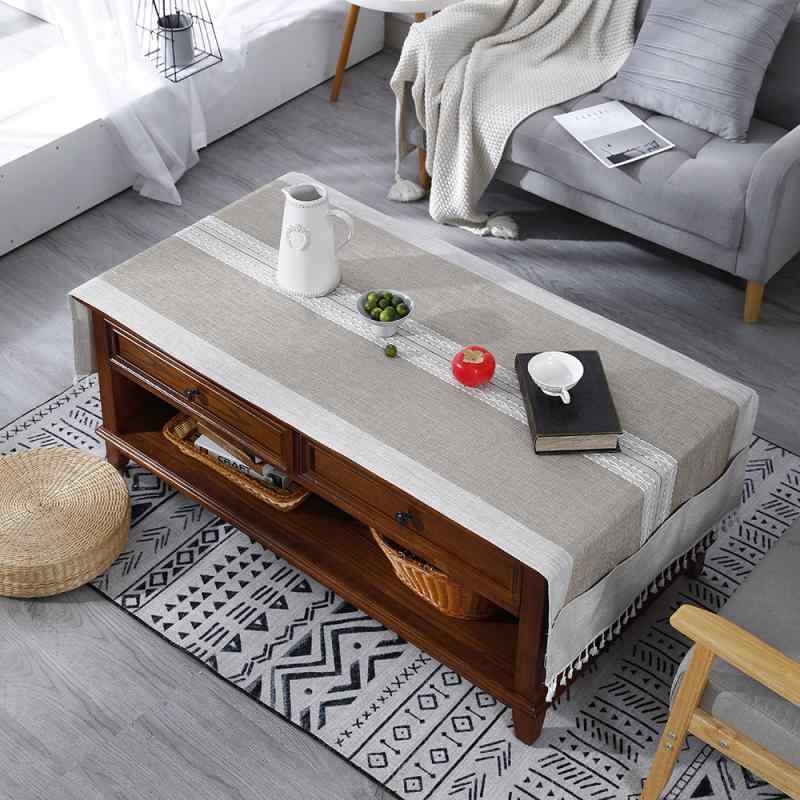 テーブルクロス 長方形 北欧風 ティーテーブル マット 布艺 刺繡 ジャカード タッセル 家庭用 防塵