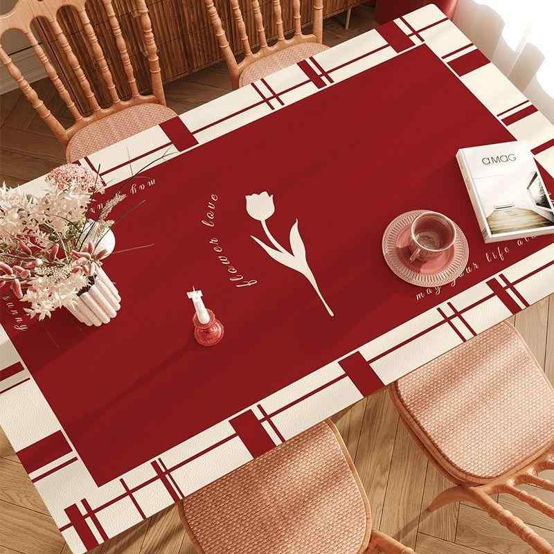 テーブルマット 赤 春節 撥水 防油 喜ばれる お手入れ簡単 ダイニングテーブル コーヒーテーブル 保護マット