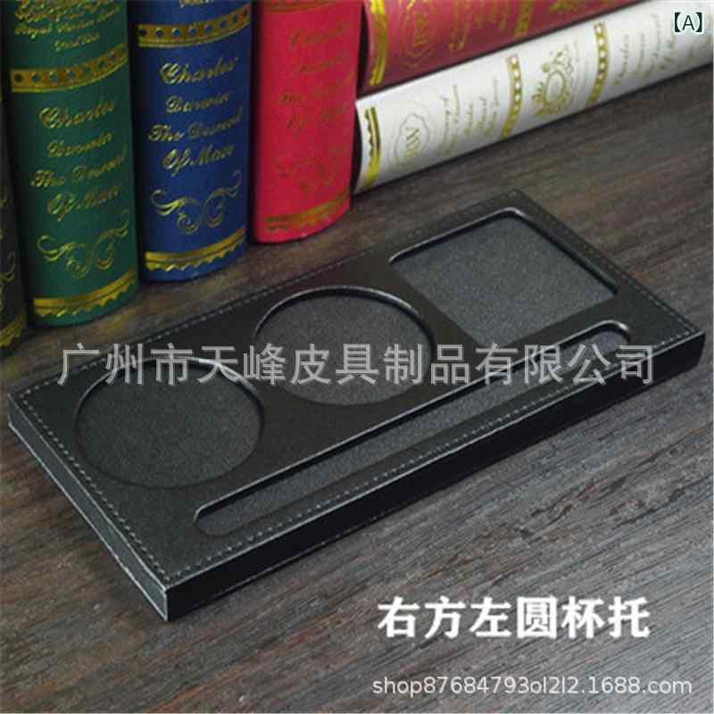 コップ敷き グラスマット レザー調 会議室 オフィス用品 水筒ホルダー ペンホルダー付き 茶托 滑り止め