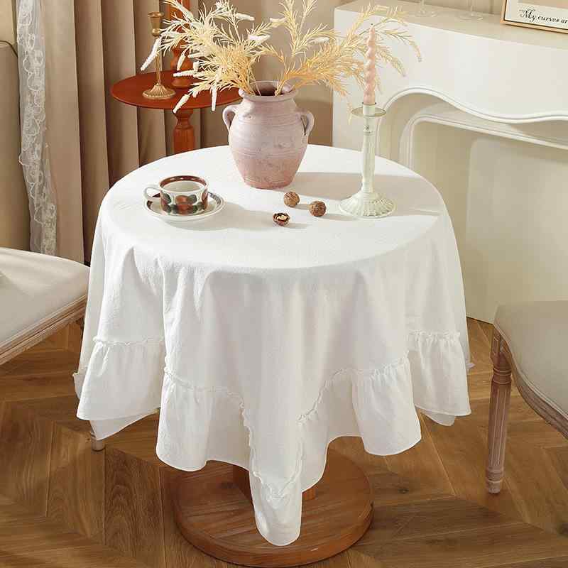 テーブルクロス 豪華感 撥水 防汚 円形 ティーテーブル マット プレースマット フリル2