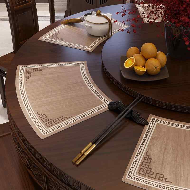 テーブルマット 中華風 扇形 レザー
