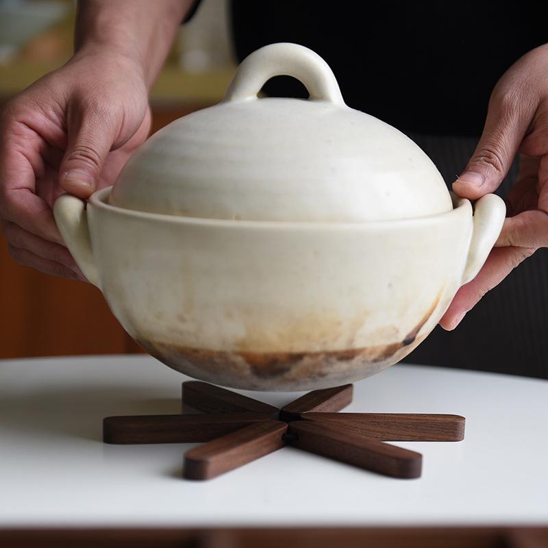 鍋敷き 木製 折りたたみ式 断熱パッド 鍋 碗 カップ ポットマット テーブル保護 胡桃木2