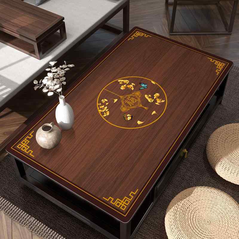 テーブルマット レザー 中国風 木目調 防水 防油 ティーテーブル 食卓 保護マット