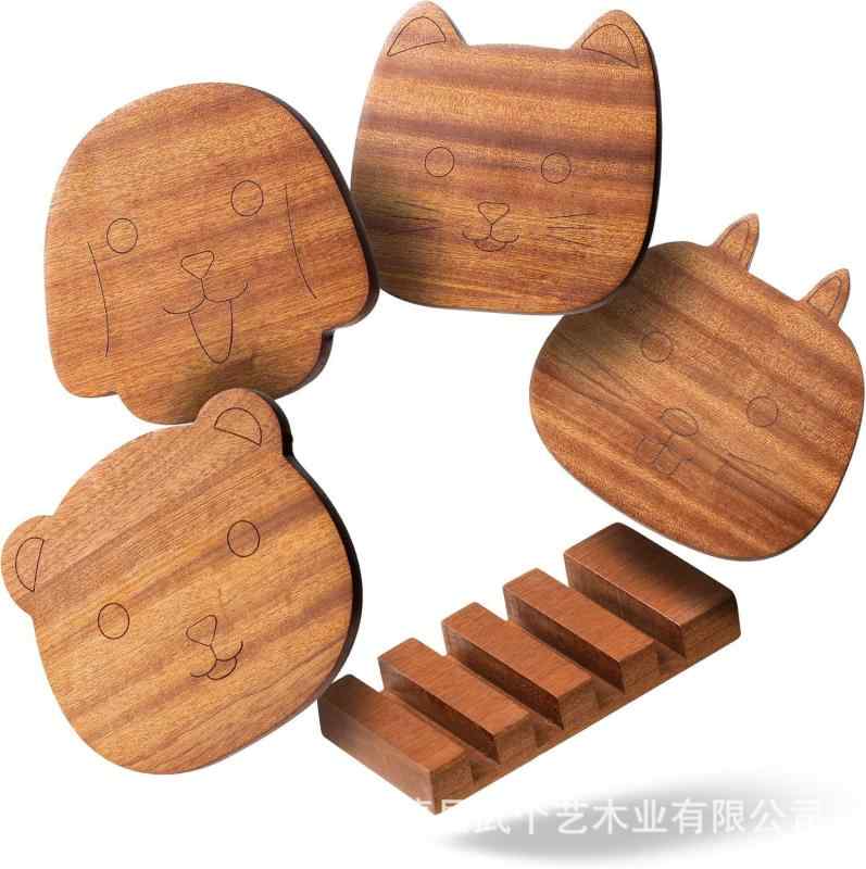 マグカップ コースター 動物 かわいい 木製 断熱 パッド 茶托 鍋敷き 家庭用