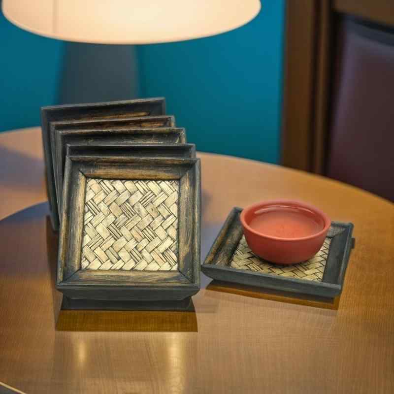 ランチョンマット カフェ レストラン タイ 木製 竹 手作り 断熱 カップ 鍋 茶碗 敷き 普段使い