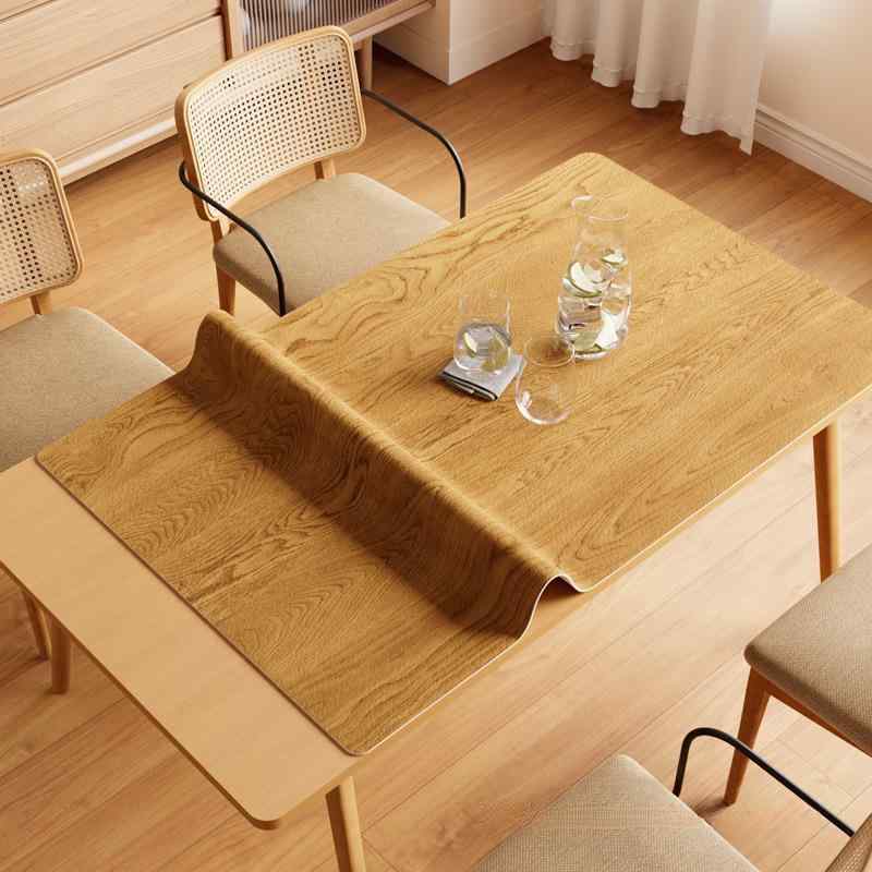 テーブルマット 原木色 防水 仿木纹 レザー ランチョンマット デスクマット 長方形 ティーテーブルマット テーブルクロス 防油