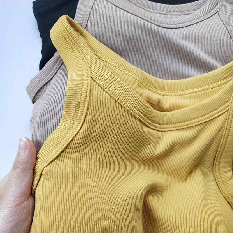 タンクトップ レディース スポーツブラ 一体型 螺纹 速乾 ヨガ ウェア フィットネス インナー ショート丈 トップス