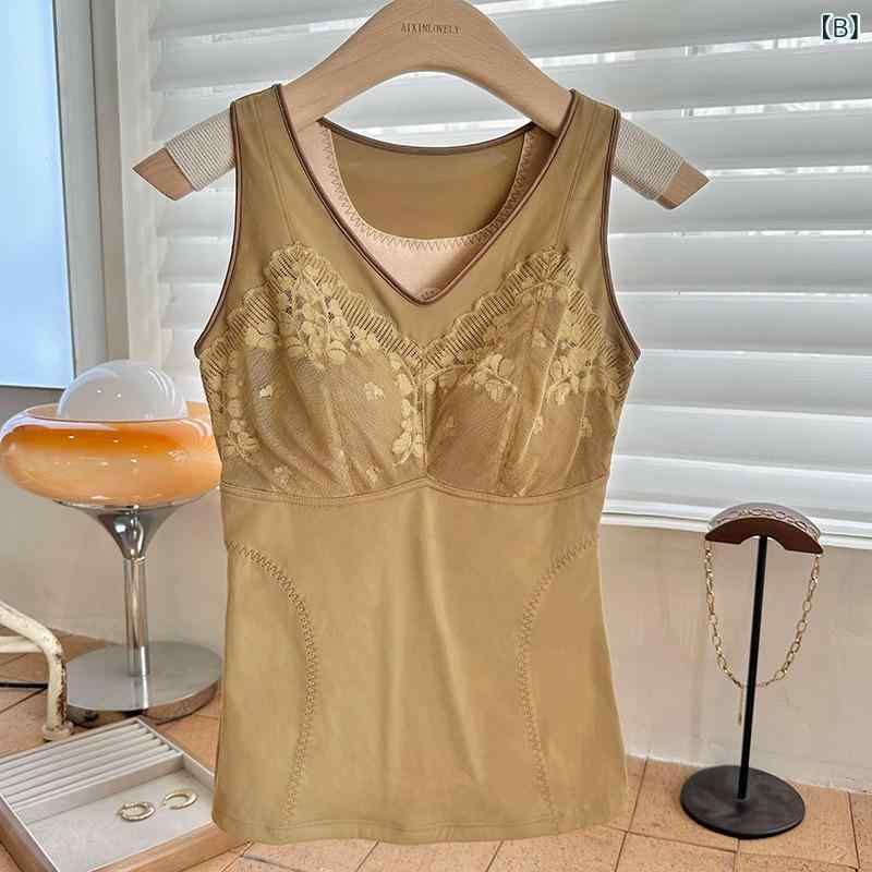 ベスト レディース 秋冬 補正 暖か インナー スリム シェイプウェア 一体型 固定 防寒 あったか