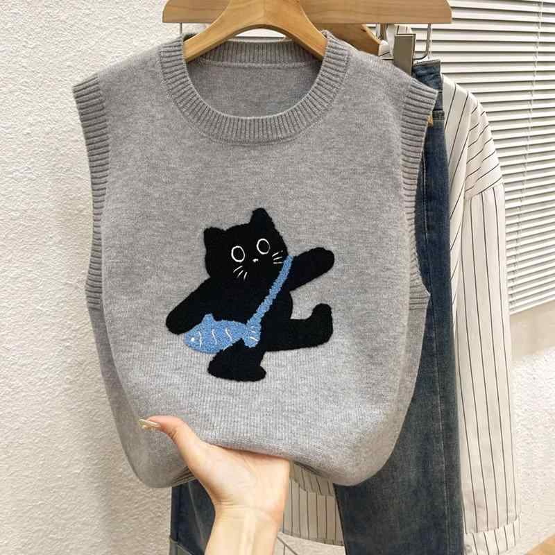 ニット レディース ベスト ゆったり ショート丈 秋冬 レイヤード 重ね着 あったか 暖かい 防寒 ニットベスト チョッキ セーター・款式: 套头・衣长: 普通款(50cm<衣长≤65cm)・领型: 圆领・图案: 3D效果・流行元素: 3D/立体图案・面料名称: 绵羊绒・主面料成分: 锦纶・颜色: グレー, 米杏色・尺码: 均码・风格类型: 私服名媛・门襟: 套头・主面料成分含量: 50%-70%・风格: 小香风・适用年龄段: 成人・适用性别: 女・版型: 宽松型・产品类别: 马甲/背心