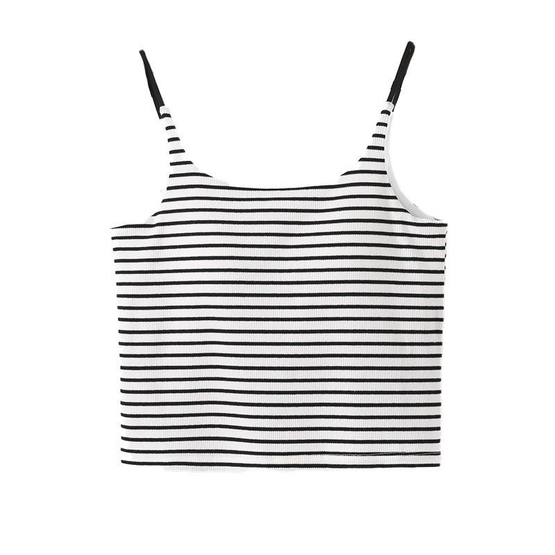 タンクトップ レディース BRA付き キャミソール 美背 ボーダー柄 ブラトップ ノンワイヤー インナー