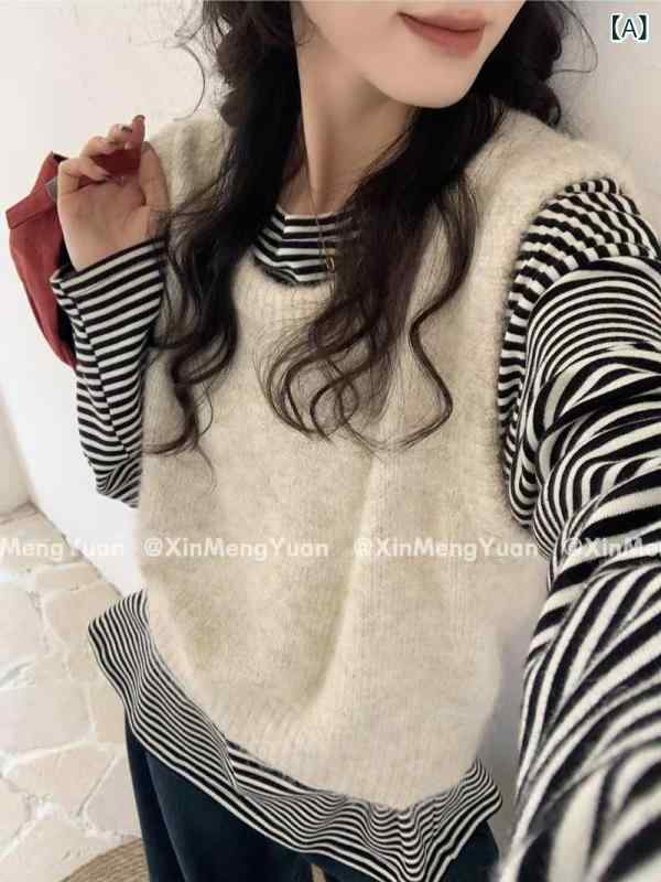 ニット レディース 春秋 韓国 キャンディカラー 柔らかい 重ね着 ベスト ニットベスト かわいい トップス