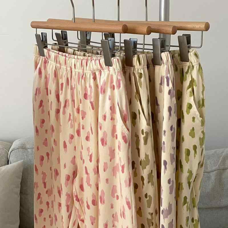 ルームウェア レディース 春夏 接触冷感 綿 半袖長ズボン 上下セット ラウンドネック 花柄 かわいい 涼しい 快適 部屋着 寝巻き