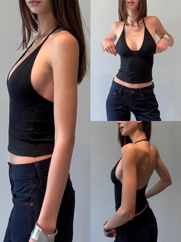 キャミソール レディース 深Vネック ビスチェ へそ出し チューブトップ スポーツブラ 運動用 ダンス ヨガ 接触冷感 吸湿速乾