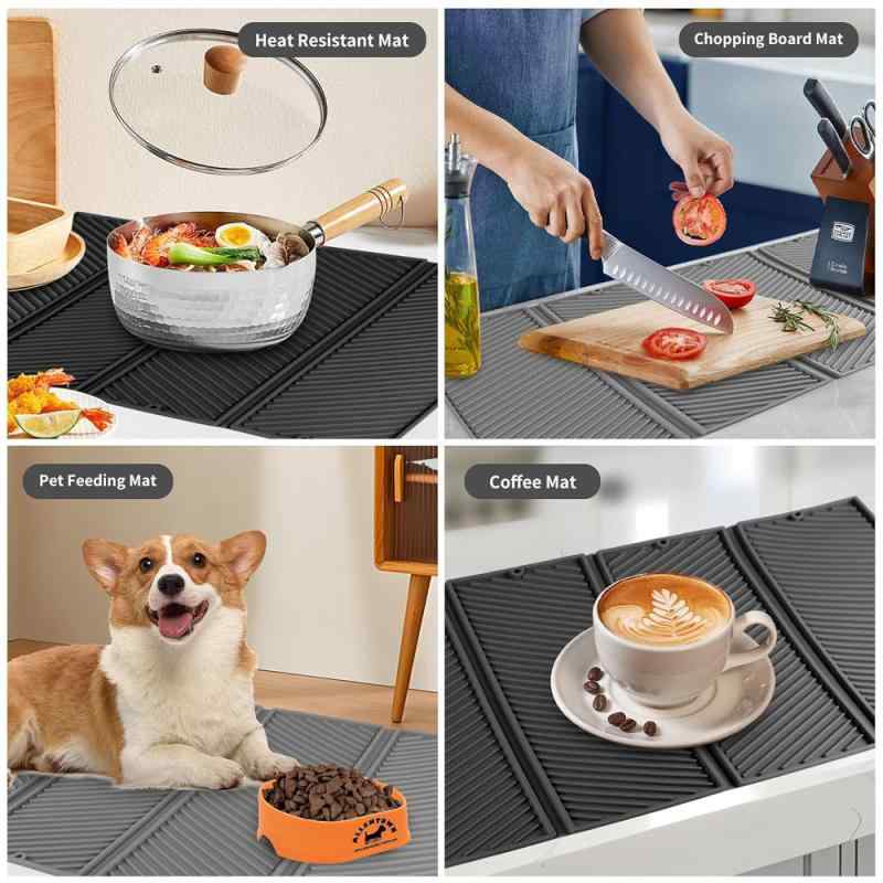 キッチン用品 シリコン製 折りたたみ式 水切りマット 断熱マット カップ置き シンプル