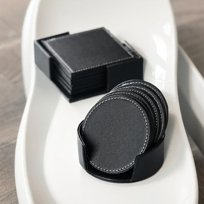 コップ敷き レザー コースター 革製 ランチョンマット 断熱 碗置き コーヒーカップ 来客用 オフィス用品