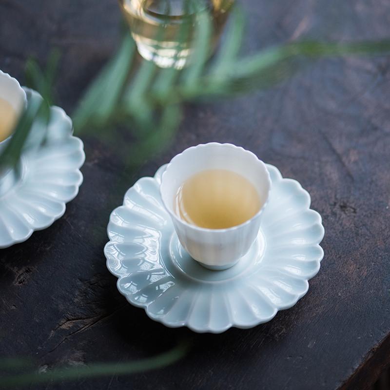 茶托 蓮の花 彫刻 コースター 陶器 断熱 滑り止め 茶道