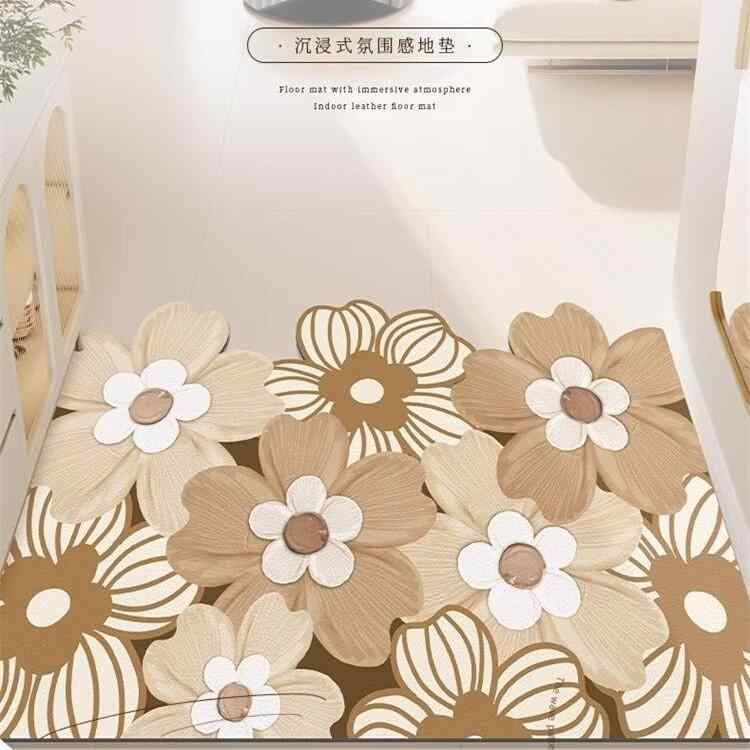 玄関マット PVC 泥落としマット 家庭用 クリーム風 花柄 ドアマット 耐 грязь 耐久性 カット可能