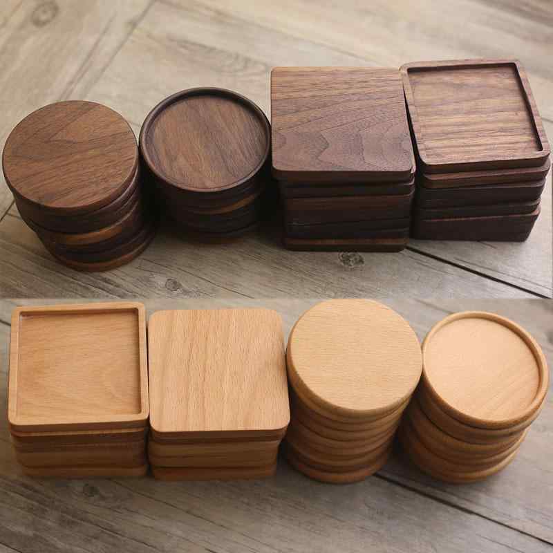 コースター 木製 実木 ロゴ刻印 茶托 茶パッド 茶盤 コップ敷き 断熱 日式